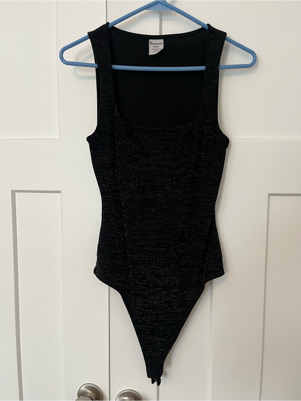 No Boundaries Black Glitter Tank One-Piece Bodysuit XS